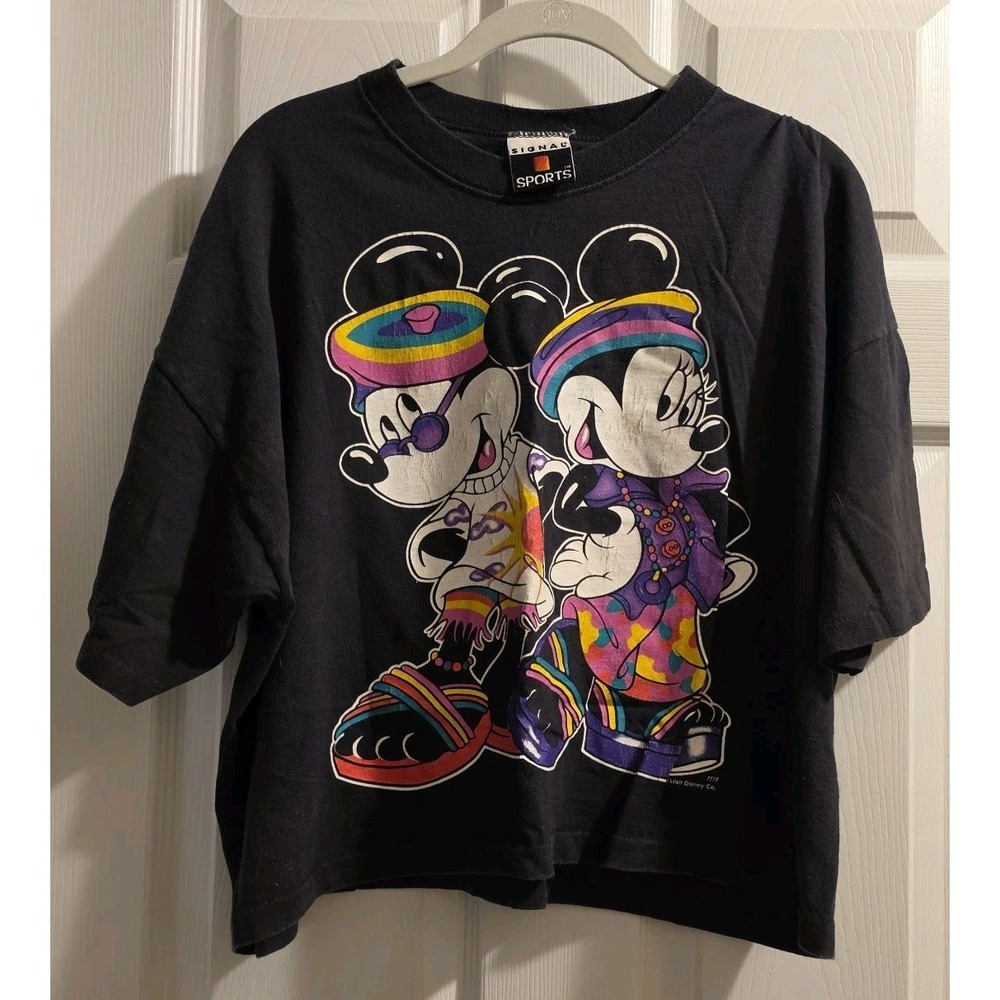 Signal Sport Mickey Minnie Mouse Crop Top Shirt Women One Size Jamaica Vintage